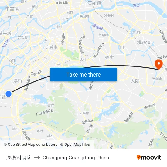 Houjie Village Archway to Changping Guangdong China map