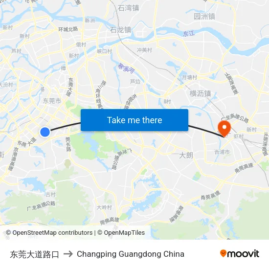 东莞大道路口 to Changping Guangdong China map