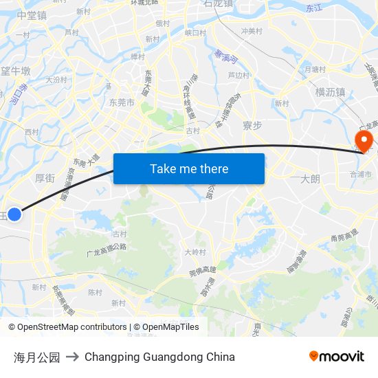 海月公园 to Changping Guangdong China map