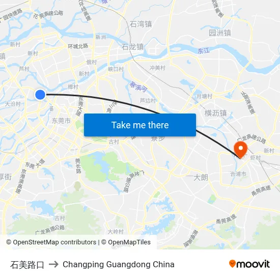Shimei Intersection to Changping Guangdong China map