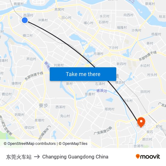 东莞火车站 to Changping Guangdong China map