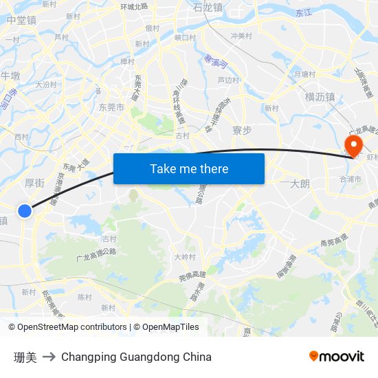 珊美 to Changping Guangdong China map