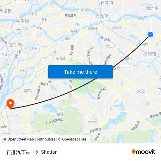 石排汽车站 to Shatian map