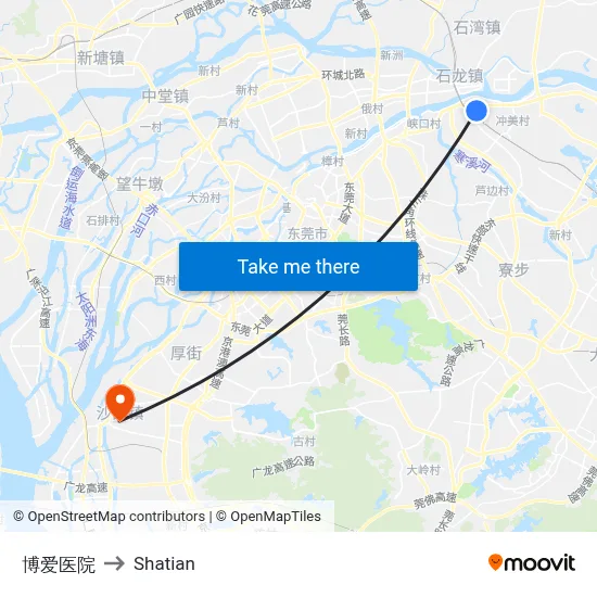 Boai Hospital to Shatian map