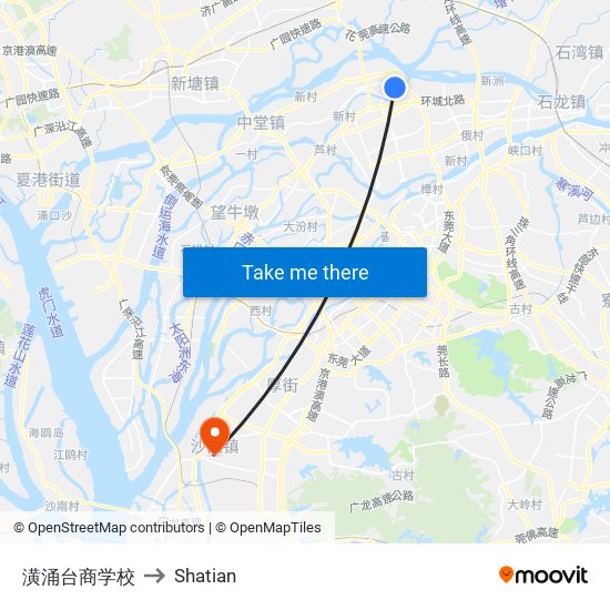 潢涌台商学校 to Shatian map