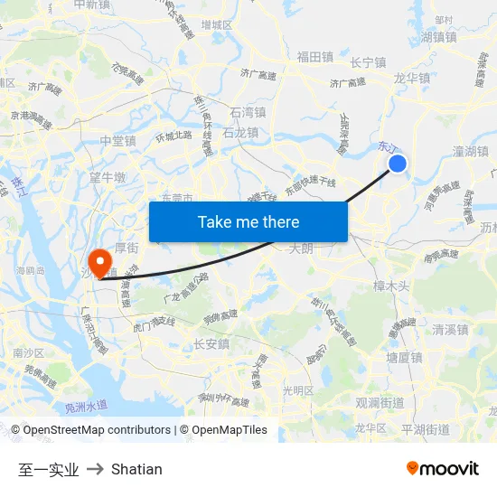 至一实业 to Shatian map