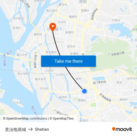 Yifa E-commerce City to Shatian map