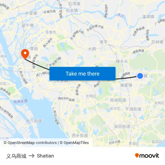 Yiwu Business City to Shatian map