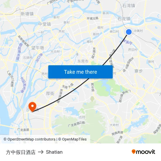 Fangzhong Holiday Hotel to Shatian map