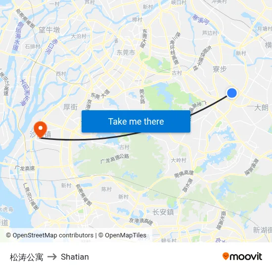 Songtao Apartments to Shatian map