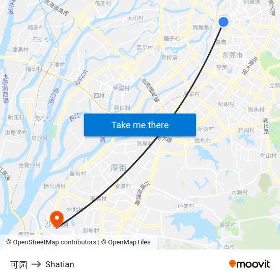 可园 to Shatian map