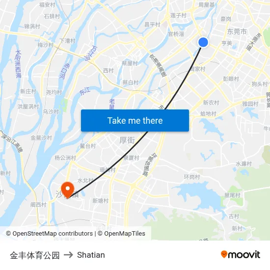 Jinfeng Sports Park to Shatian map