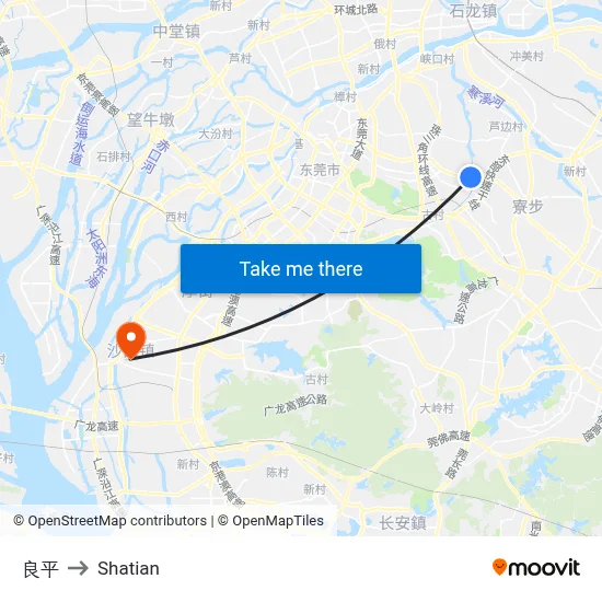 Liangping to Shatian map