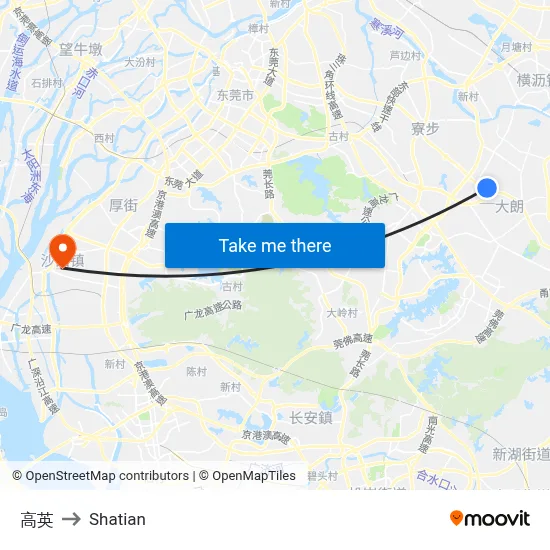 Gaoying to Shatian map