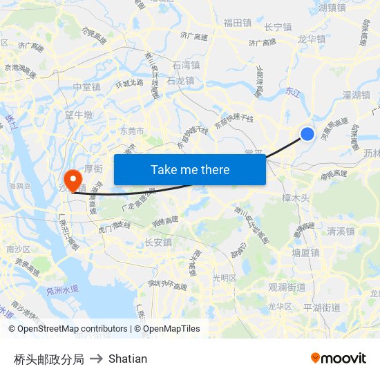 桥头邮政分局 to Shatian map