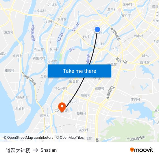 道滘大钟楼 to Shatian map