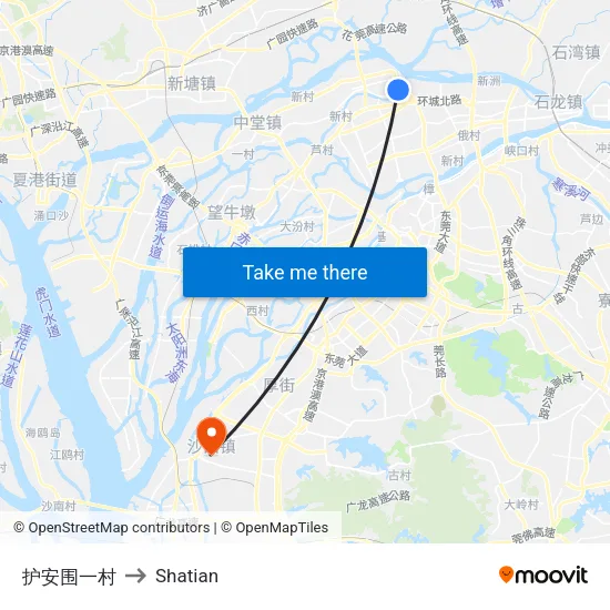 护安围一村 to Shatian map