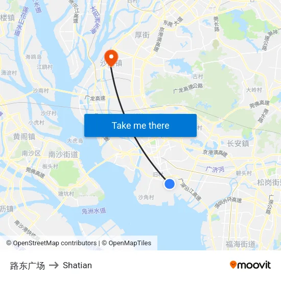 路东广场 to Shatian map