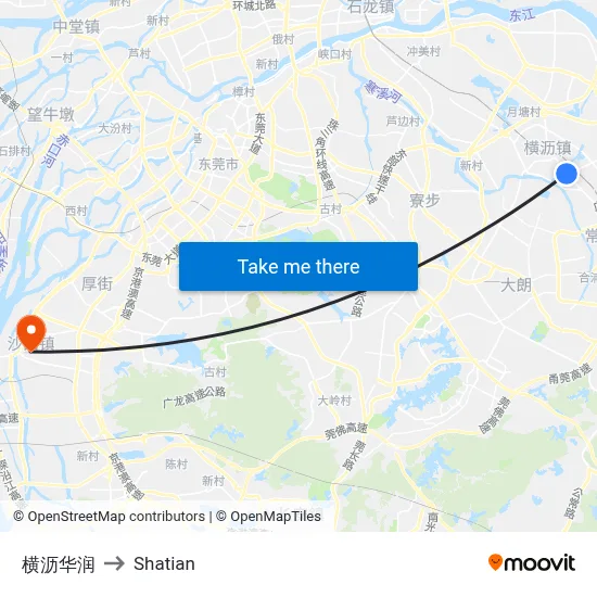 Hengli Huarun to Shatian map