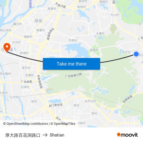 厚大路百花洞路口 to Shatian map