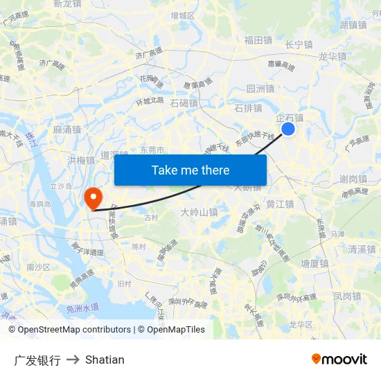 China Merchants Bank to Shatian map