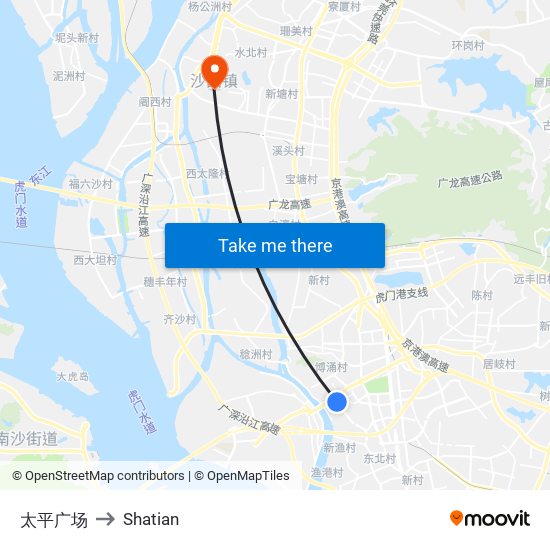 太平广场 to Shatian map