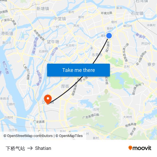 下桥气站 to Shatian map