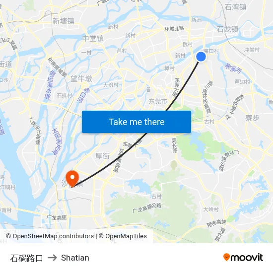 石碣路口 to Shatian map