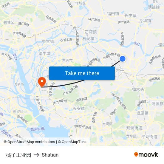 桃子工业园 to Shatian map