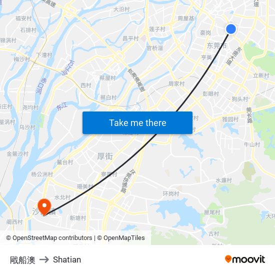 戙船澳 to Shatian map