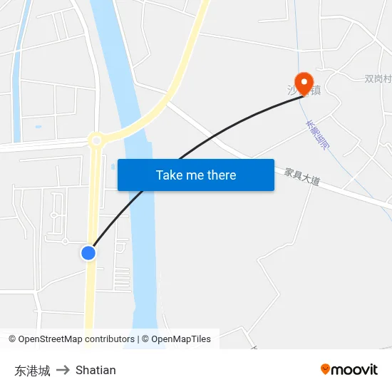 Donggang City to Shatian map