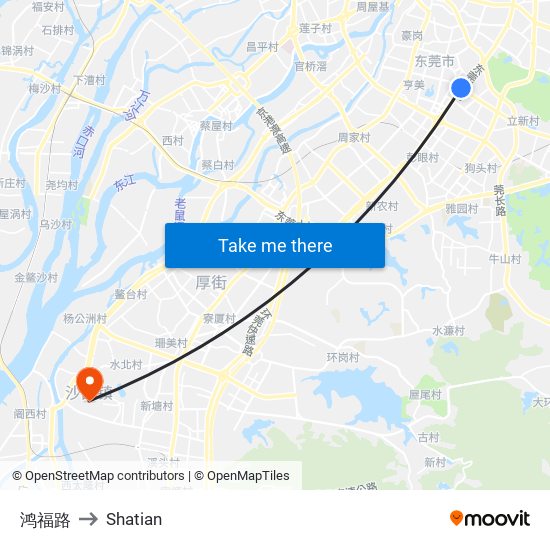 鸿福路 to Shatian map