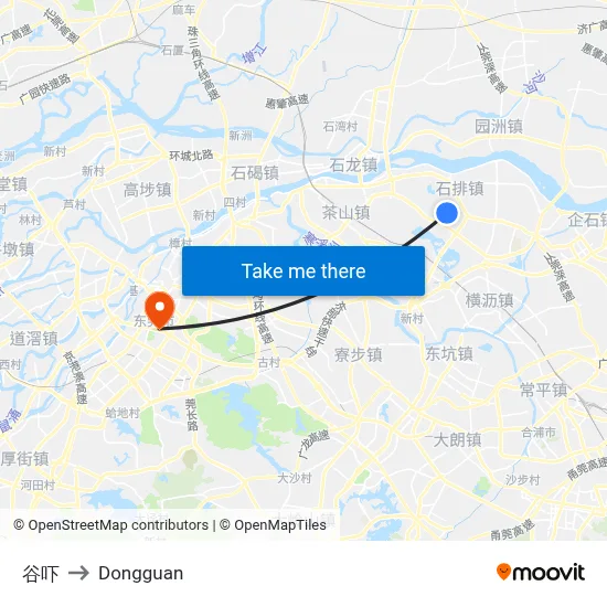 Guxia to Dongguan map