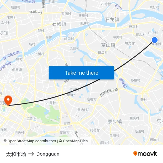 Taihe Market to Dongguan map