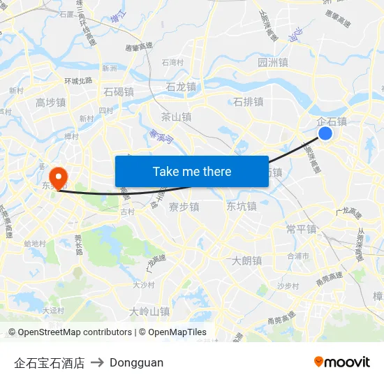 Qishi Baoshi Hotel to Dongguan map