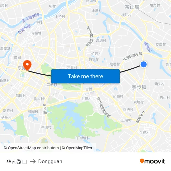 Huanan Intersection to Dongguan map