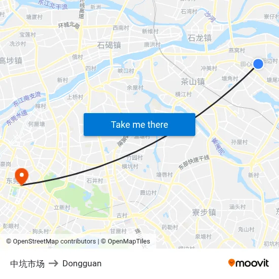 Zhongkeng Market to Dongguan map