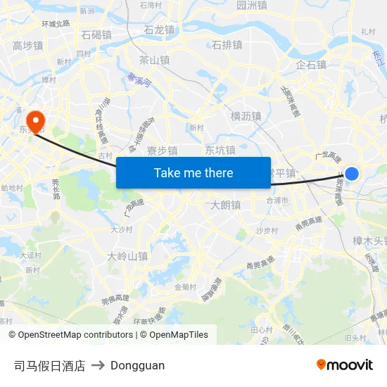 Sima Holiday Hotel to Dongguan map