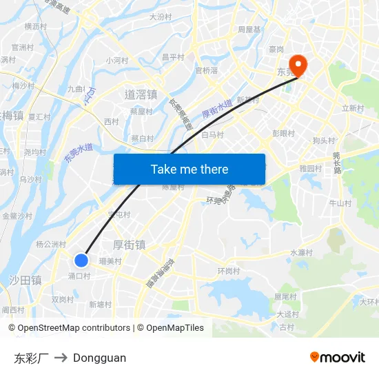 Dongcai Factory to Dongguan map