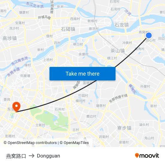 Yanwo Intersection to Dongguan map