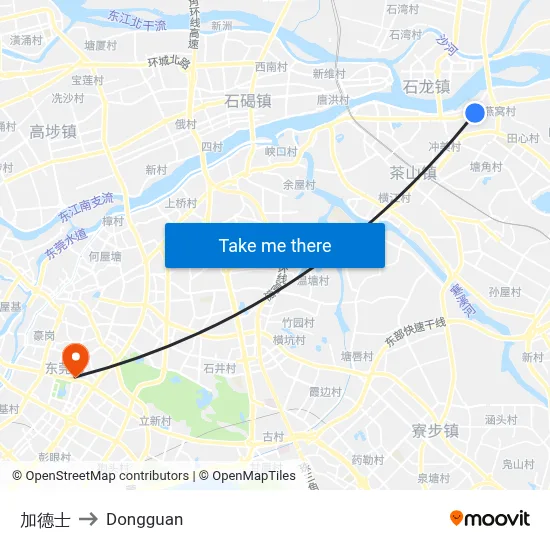 Gadis to Dongguan map