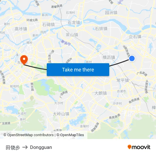 Tianrao Bu to Dongguan map