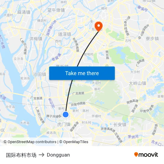 International Fabric Market to Dongguan map