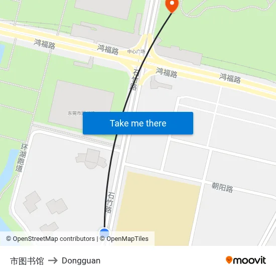 City Library to Dongguan map
