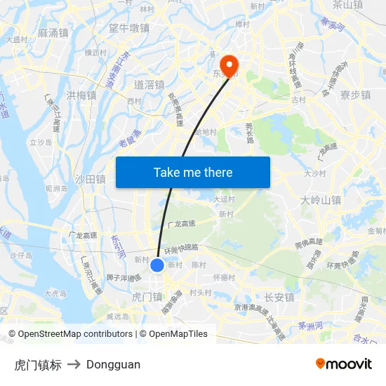 Humen Town Sign to Dongguan map