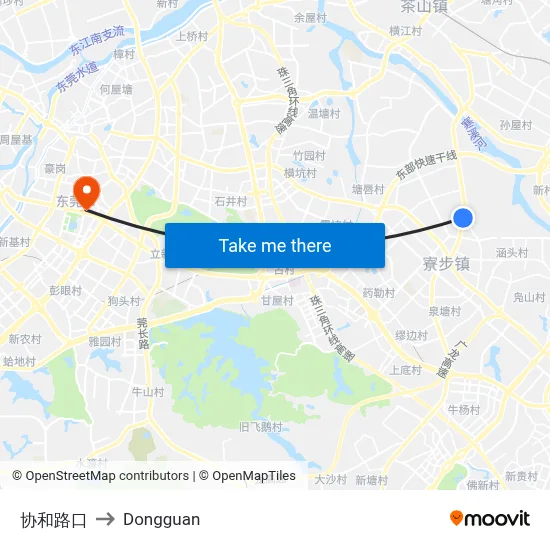 Xiehe Intersection to Dongguan map