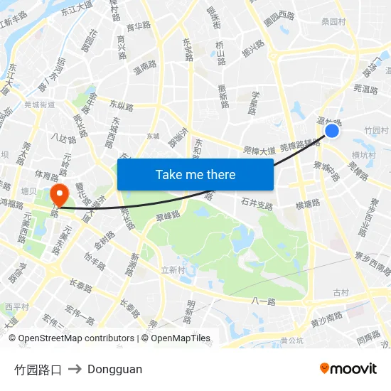 Zhuyuan Intersection to Dongguan map