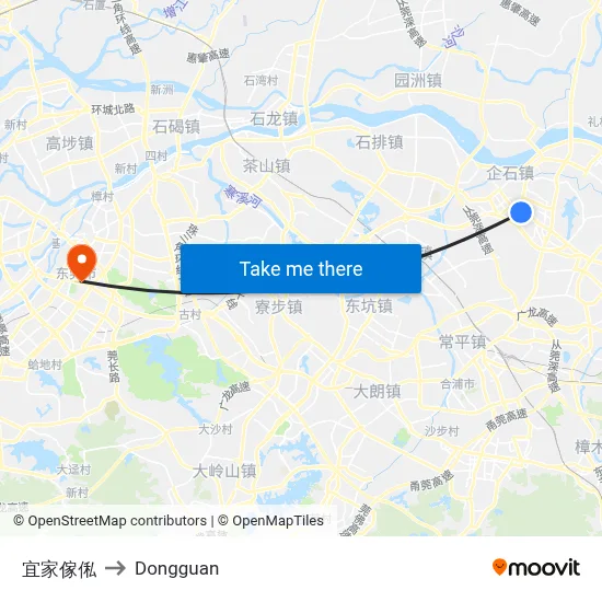 IKEA Furniture to Dongguan map
