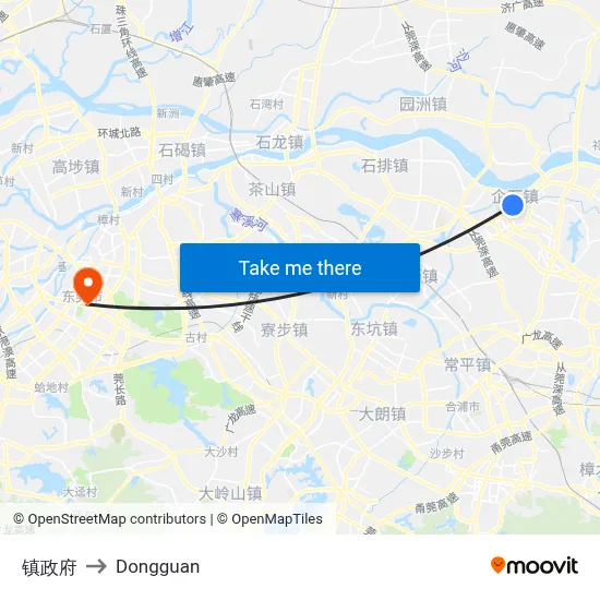 Town Government to Dongguan map