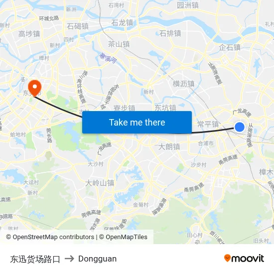 Dongxun Cargo Terminal Intersection to Dongguan map